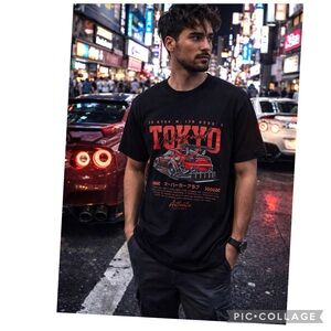 NEW TOKYO UNDERGROUND GRAPHIC SUPER CAR CLUB JDM STREET RACING CAR BLACK T-SHIRT